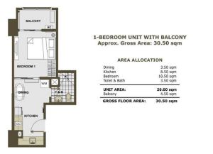 1Br with balcony 30.5sqm