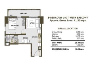 1Br with balcony 41.5sqm